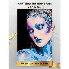 Картина по номерам Портрет Девушки неон / Portrait of a neon Girl холст на подрамнике 40*60