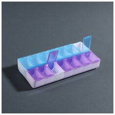 Контейнер для декора прямоуг 14 яч 14,5*7,3*2,5см голуб/фиолет пакет QF 7917604 Queen Fair