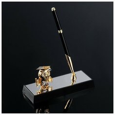 Ручка на подставке «Сова», 16×6×19 см, с кристаллами Noname