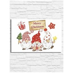 Картина по номерам на холсте новый год 2023 Merry Christmas, Санта - 11442 Г 20x30