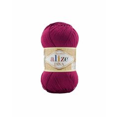 Пряжа Alize Diva - 2 шт, 326 темная фуксия, 350м/100г, 100% микрофибра акрил /Ализе Дива/