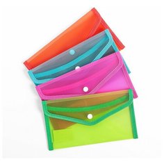 Папка-конверт на кнопке, В65, 330 мкр, жёсткая, с кантом, тонированная, рефлёная, в ассортименте, 12 шт. Sweet Home