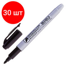 Комплект 30 шт, Маркер перманентный (нестираемый) CROWN "Multi Marker Slim", черный, круглый наконечник, 2 мм, P-505