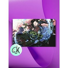 Картина по номерам на холсте Клинок рассекающий демонов - Танджиро и Незуко, 40 х 60 см КУЛЬТУРА ЦВЕТА