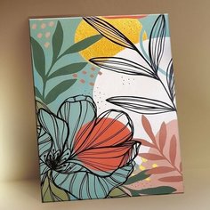 Картина по номерам Цветы и листья, 15x20 см. Флюид