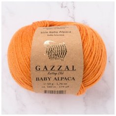 Пряжа GAZZAL Baby Alpaca, 55 % альпака, 45 % мериносовая шерсть, 50 г, 160 м, 1 шт., оранжевый