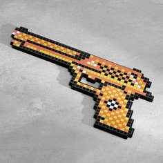 Деревянное детское оружие Дарим Красиво Сувенир деревянный "Глок" пиксельный, золотой