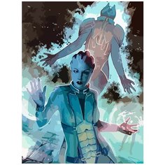 Картина по номерам на холсте игра Mass Effect (Тали, Лиара, Шепард, Тейн, Космос) - 7801 В 30x40