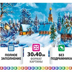Картина стразами (алмазная мозаика) 30х40 см, остров сокровищ "Зимний пейзаж", без подрамника, 662408