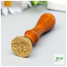 Печать для сургуча с деревянной ручкой "Васильки" 9х2,5х2,5 см Noname