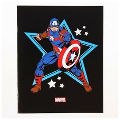 Тетрадь 48 листов в клетку, картонная обложка "Капитан Америка", Мстители Marvel