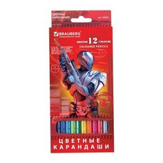 Карандаши цветные 12 цветов Brauberg "Star Patrol" (d=3мм, 6гр) картонная упаковка (180532), 12 уп.