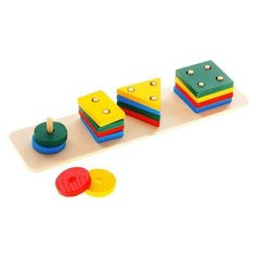 Пирамидка логическая Фигуры, окрас глянцевый, 4 шт. на основании Нет бренда