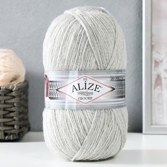 Пряжа "Superlana tig" 25% шерсть, 75% акрил 570м/100гр (208 св. серый) Alize