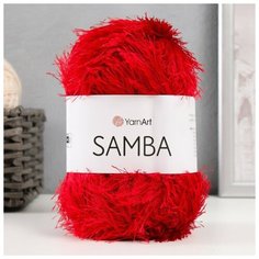 Пряжа "Samba" 100% полиэстер 150м/100гр (2026 алый) Yarn Art