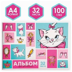 Альбом для рисования А4, 32 листа, "Кошечка Мари", Коты-аристократы Нет бренда