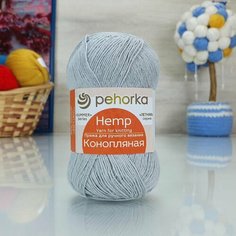 Пряжа пехорка Конопляная (Пехорка), Мышонок(Св. серый - 59, 70% хлопок, 30% конопля, 5 мотков, 50 г, 280 м.