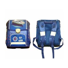 Ранец BM-378 "Морской" синий, 35*28*17см, анатомич спинка, клапан за застежке, 2 боков кармана на молнии, светоотражатели (1/4) Китай