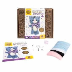 Набор для творчества. Валяние шерстью, брелок "Котик" 4 цв, в к 23x20,5x3,7 см Десятое королевство