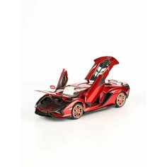 Коллекционная машинка игрушка металлическая Ламборджини Lamborghini для мальчиков масштабная модель 1:24 красный Alexstore