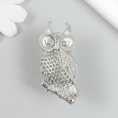 Ручка для шкатулки металл "Филин на ветке" серебро 5,2х2,2 см