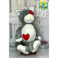 Мягкая игрушка Кот с сердечком 25 см Plush Toys