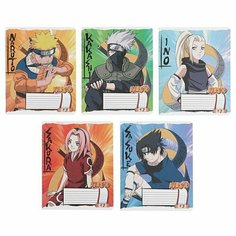 Тетрадь 12 листов в клетку Naruto, обложка мелованный картон, ВД лак, , микс 20 шт Случай
