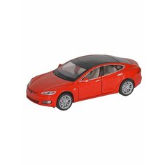 Машинка обычная Tesla Model S, 16 см, световые и звуковые эффекты, инерция, красная, 1 шт. Sweet Home