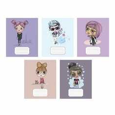 Тетрадь 18 листов в клетку Fashion, обложка мелованный картон, ВД-лак, блок № 2 (серые листы), микс Calligrata