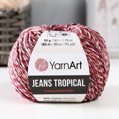 Пряжа "Jeans Tropical" 55% хлопок, 45% полиакрил 160м/50гр (619 св. беж-брусника) Top Market