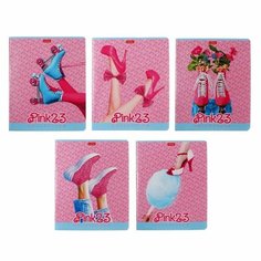 Тетрадь 48 листов клетка "Pink shoes", обложка мелованный картон, выборочный лак, скругленные углы, блок 65 г/м2, 5В микс Hatber