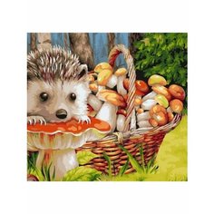 Картина по номерам Ёжик с грибами 40х50 см АртТойс