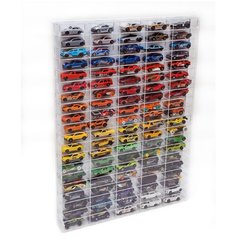 Полка для машинок Hot Wheels 100 ячеек для 1:64 Белая из акрила