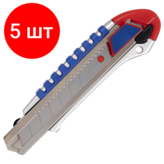 Комплект 5 шт, Нож универсальный мощный ширина 25 мм BRAUBERG "Professional", металлический корпус, 237448