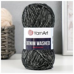 Пряжа "Denim Washed" 30% акрил 70% хлопок 130м/50гр (923 чёрный меланж) Нет бренда