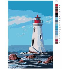 Картина по номерам V-703 "Чайки возле маяка", 50x70 см Brushes Paints