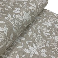 Ткань - Поплин "Ботаника беж" широкий, 240 см, для постельного белья, одежды, рукоделия и творчества, 0,5 метра Other