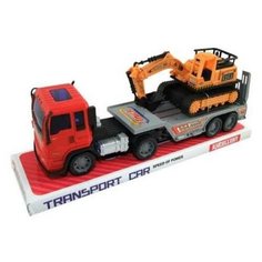 Машинка Автовоз с экскаватором, набор, пластмассовый, инерционный, 31.5x9x см Junfa Toys