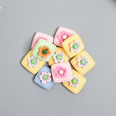 Декор для творчества пластик "Цветочек в квадратике" набор 10 шт микс Арт Узор