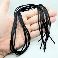 Шнур для рукоделия -5шт. Утолщённый блестящий чёрный гайтан из полиэстера. Длина 70-72см. Диаметр 2.1мм. Нет бренда