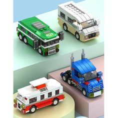 Конструктор DaV "Сити" пластиковый 4 в 1, серия город, набор машинок 4 шт.