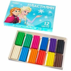 Пластилин 12 цветов 180 г «Эльза и Анна», Холодное сердце Disney