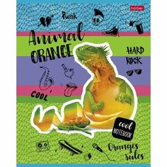 Тетрадь 80 листов в клетку "Animals orange", обложка мелованный картон, выборочный лак, блок 65 г/м2, микс Hatber