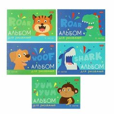 Альбом для рисования А5, 12 листов, на скрепке, Ррррычалки, обложка мелованный картон, блок 100 г/м, 8 шт Китай