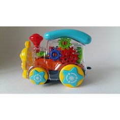 Интерактивная игрушка "Паровозик" прозрачный с шестеренками светозвуковой HJ658 без бренда