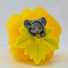 Силиконовая форма для мыла Мышка с листочком, для свечей, гипса 1шт Нет бренда