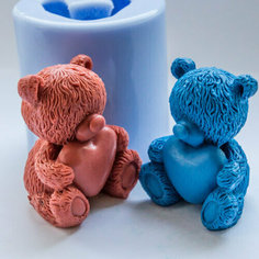 Силиконовая форма для мыла Мишка с сердцем 3D, для свечей, гипса 1шт Нет бренда