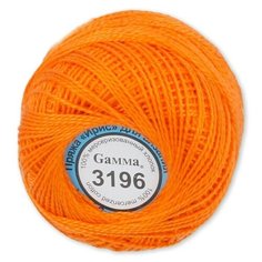 Пряжа "Gamma" Ирис 100% хлопок 10 шт. х10г 82м №3196 ярко-оранжевый