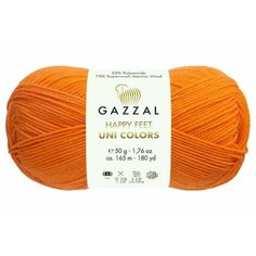 Пряжа Gazzal Happy feet Uni Colors оранжевый (3571), 75%мериносовая шерсть/25%полиамид, 165м, 50г, 2шт