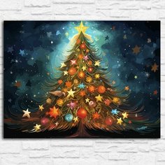 Картина по номерам на холсте новогодняя ель (праздник, ёлка, новый год, рождество) - 12682 Г 30x40 Бруталити